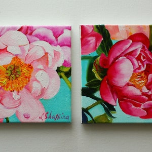 Large Pink Peony Oil Painting: Impasto Floral Canvas Art - Etsy