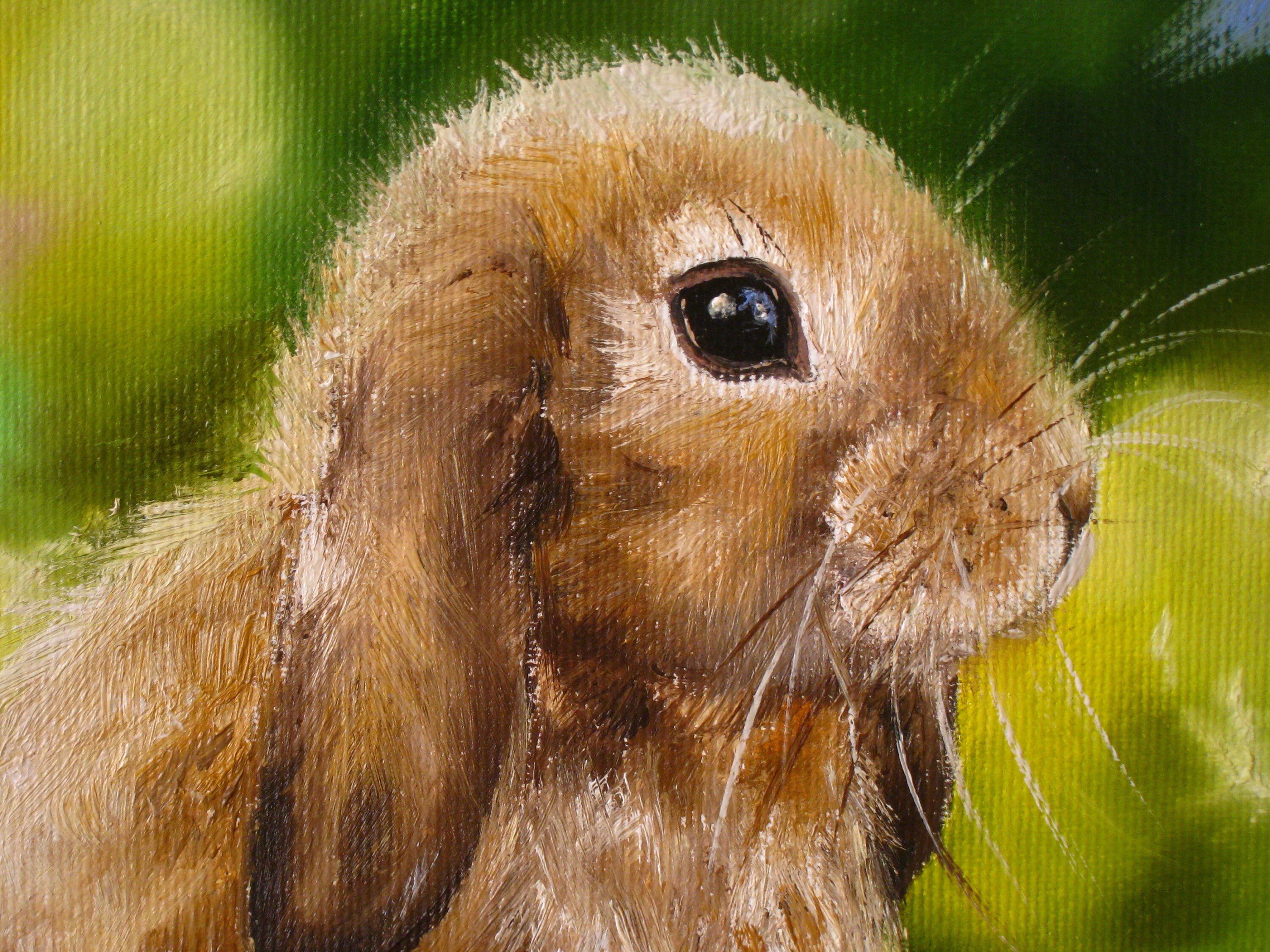 Original Bunny Oil Painting, Easter Rabbit Hand Painted Canvas Art, 8x8 ...