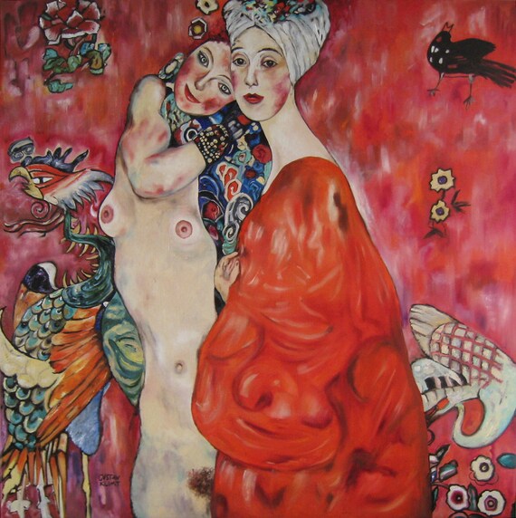 Gustav Klimt Girlfriends or Two Women Friends Klimt Painting | Etsy