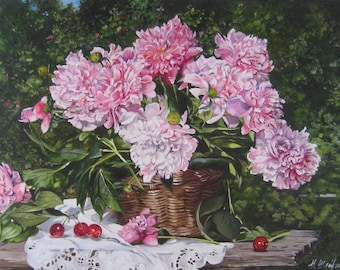Original Oil Painting, Peony Painting, Pink Peony Wall Art, Flower Artwork, Flowers Women Room Decor, Farmhouse Decor, Contemporary Art