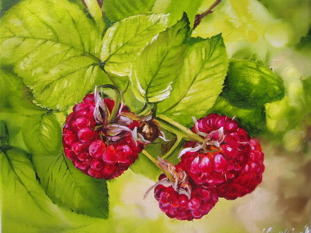 Raspberry Ripple Painting Original Raspberry Oil Painting on Canvas, Hand-painted Art, 7x9 In - Etsy