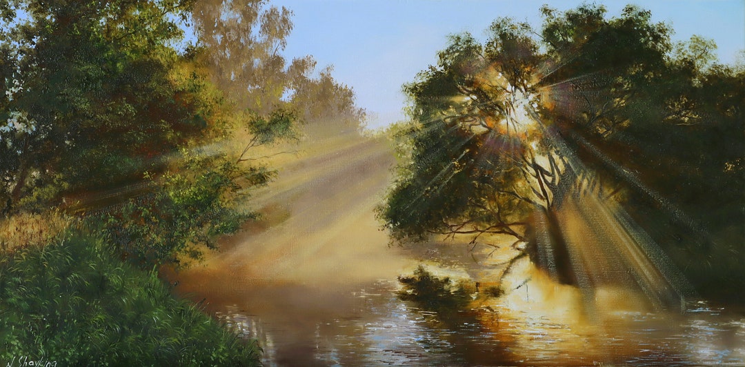 Sunrise Through Trees Original Oil Painting Large Calming - Etsy