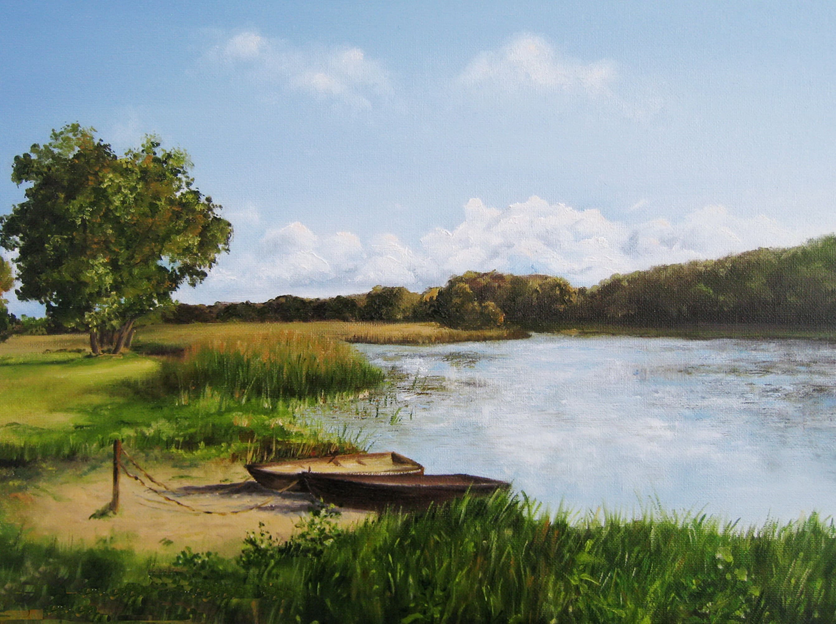 RIVER PAINTING original oil painting on canvas Riverscape | Etsy