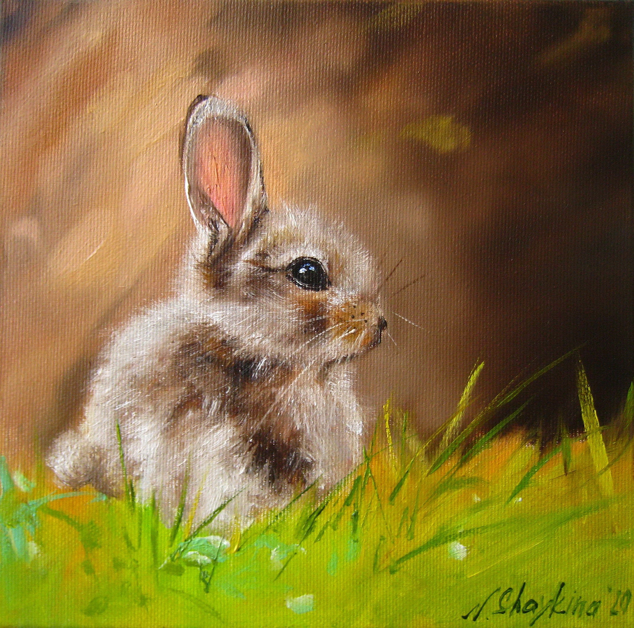 Bunny Painting Original Small Painting on Canvas Rabbit Etsy