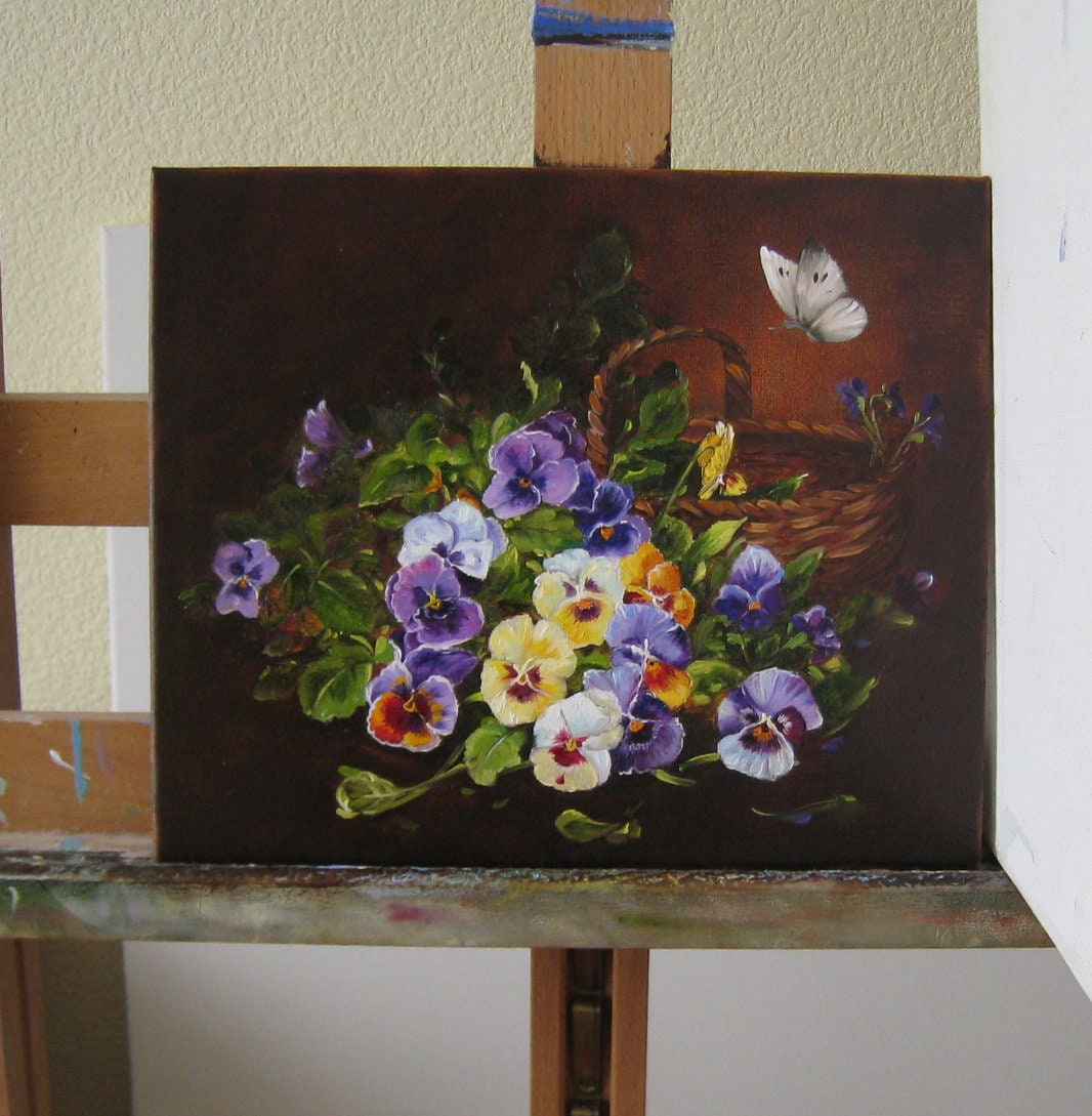 PANSIES Paintings on Canvas Pansy Wall Art Floral Painting Etsy