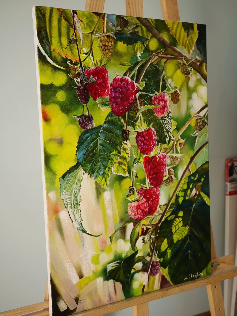 Painter Raspberry Original Raspberry Oil Painting on Canvas Realistic Raspberries Art ...