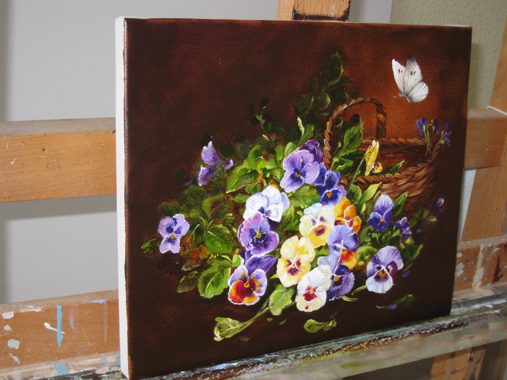 PANSIES Paintings on Canvas Pansy Wall Art Floral Painting Etsy