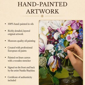 Original Flowers Oil Painting, Hand-Painted Floral Still Life Canvas Art image 10