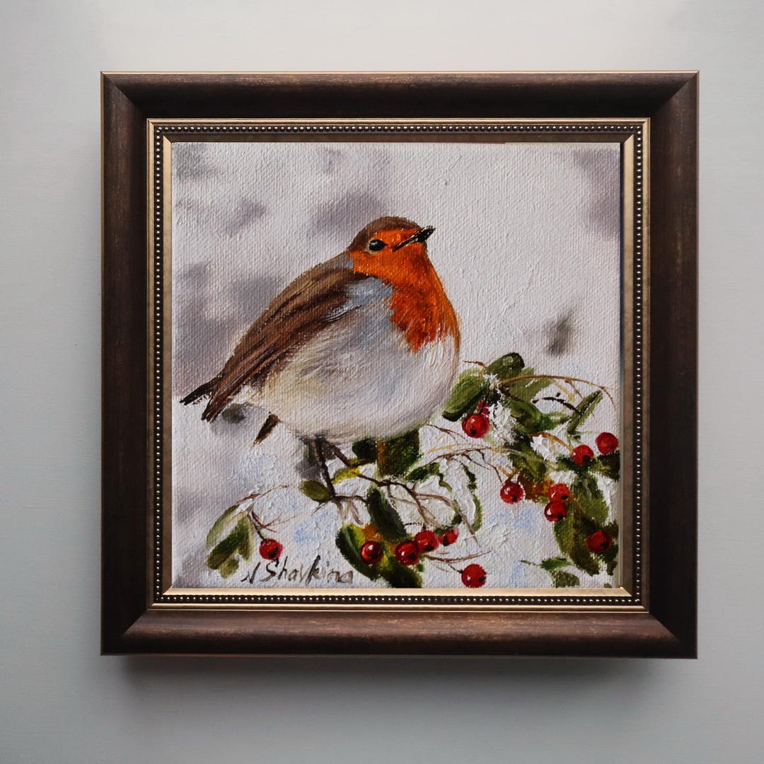Robin Art Original Robin Bird Painting Winter Bird Christmas Birds Robin Art Original Robin Bird Painting Winter Bird Christmas Birds
