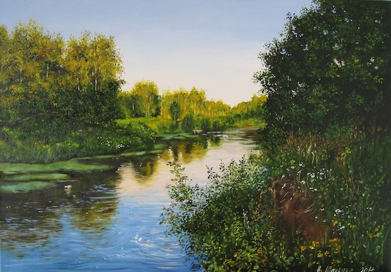 Waterside Landscape Wall Art, Calm an...