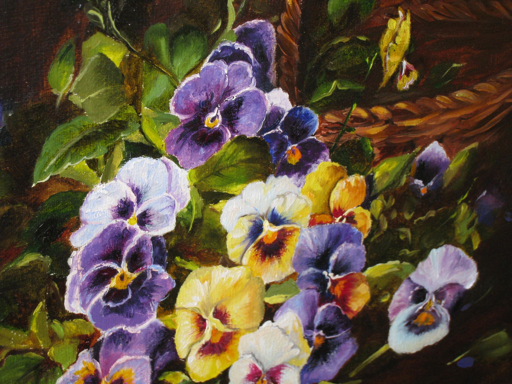 PANSIES Paintings on Canvas Pansy Wall Art Floral Painting Etsy