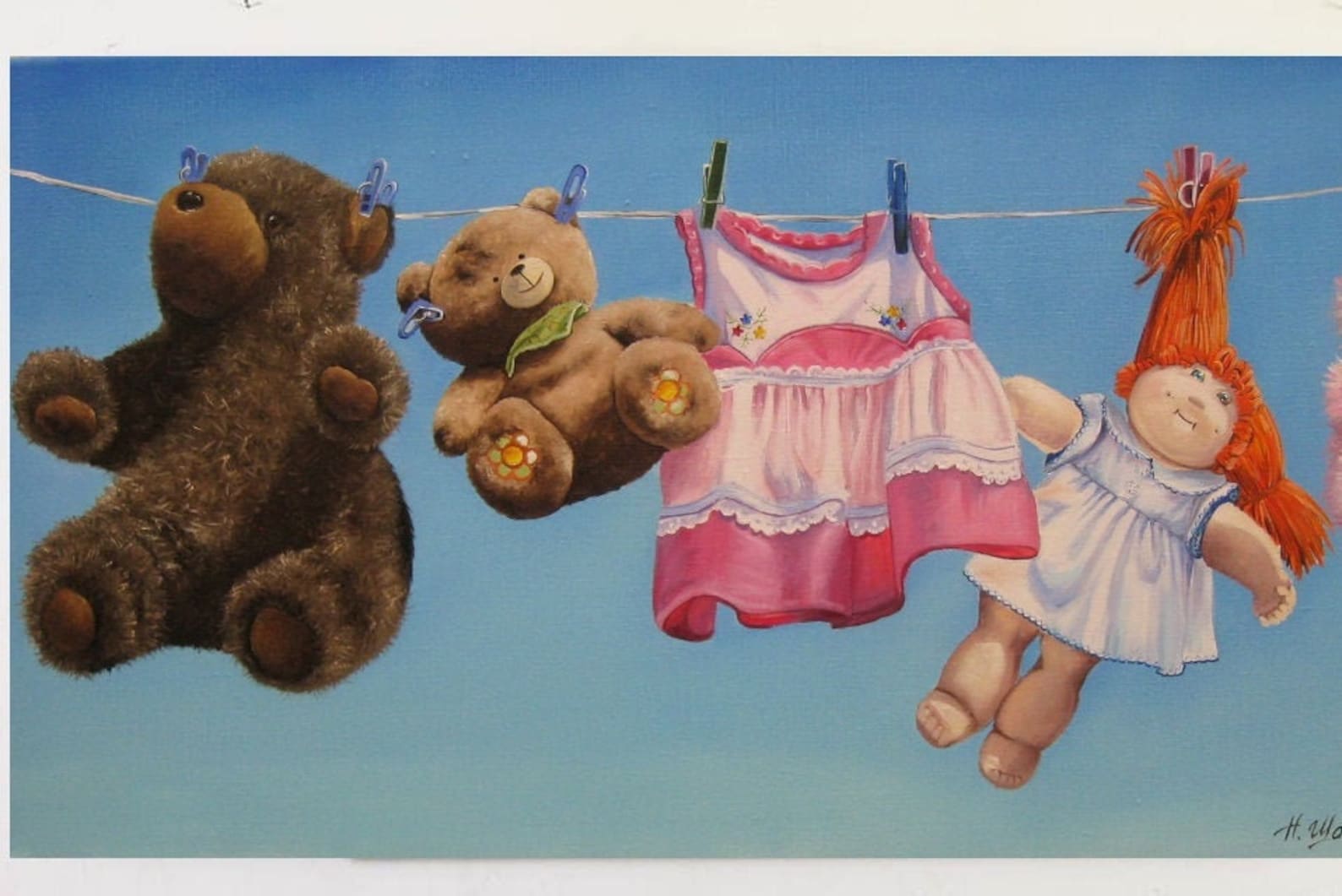 Kids Toys Painting Original Oil on Canvas Art Toys Gift for Etsy