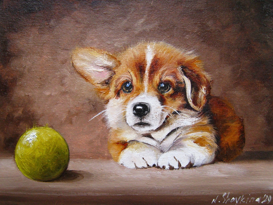 Painting Original Dog Painting Oil 7x9 Small Painting Etsy