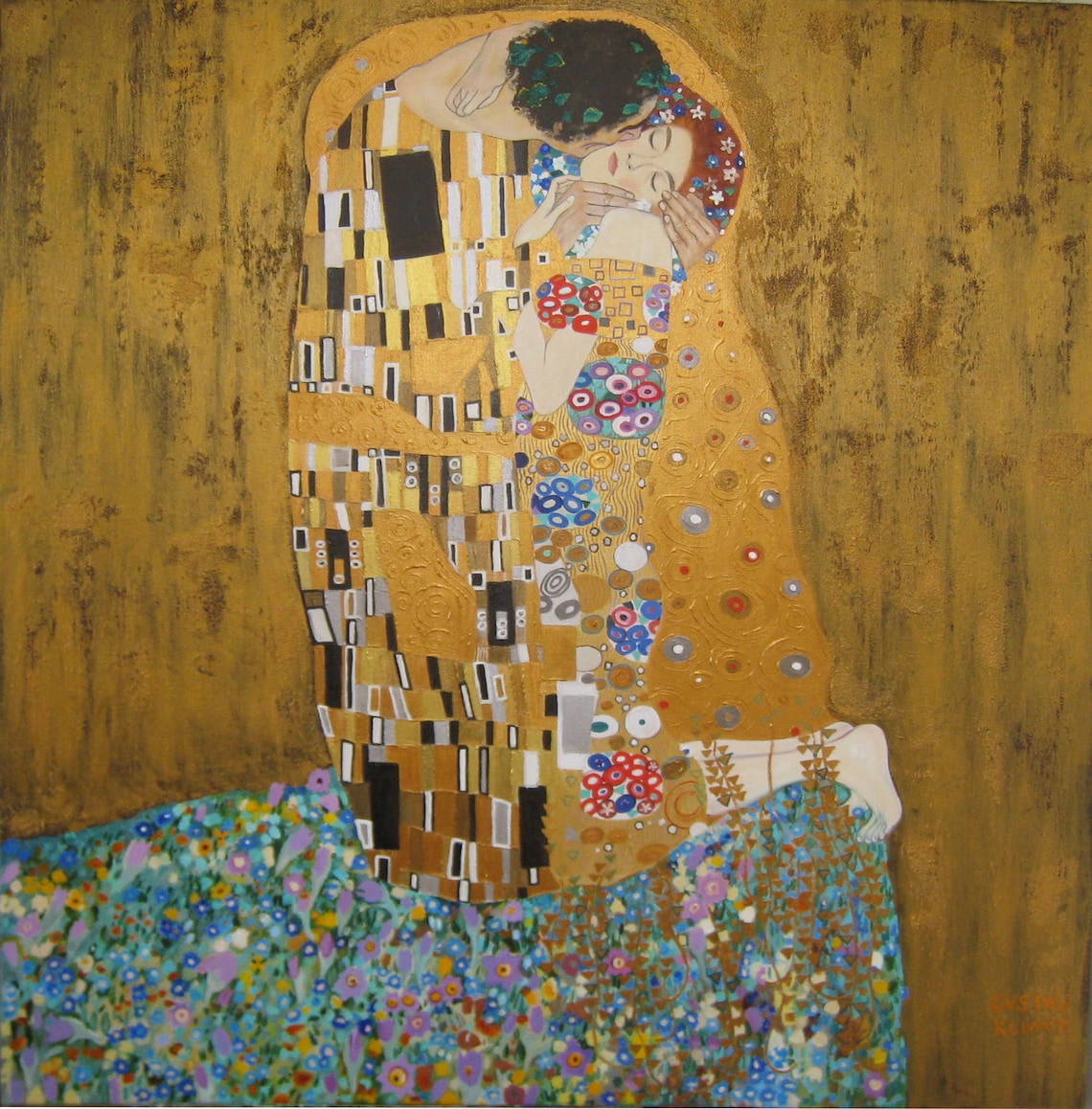 Gustav Klimt The Kiss Original oil Painting Gustav Klimt oil Etsy