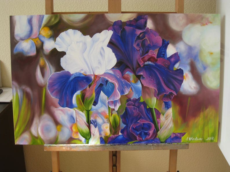 IRISES Painting Oil Original Painting of Irises Large Etsy