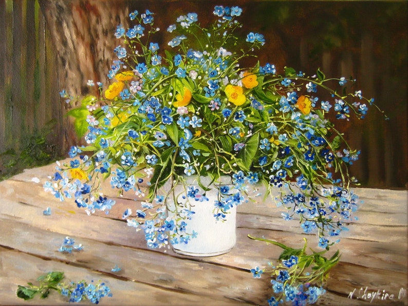 Незабудки живопись маслом картины