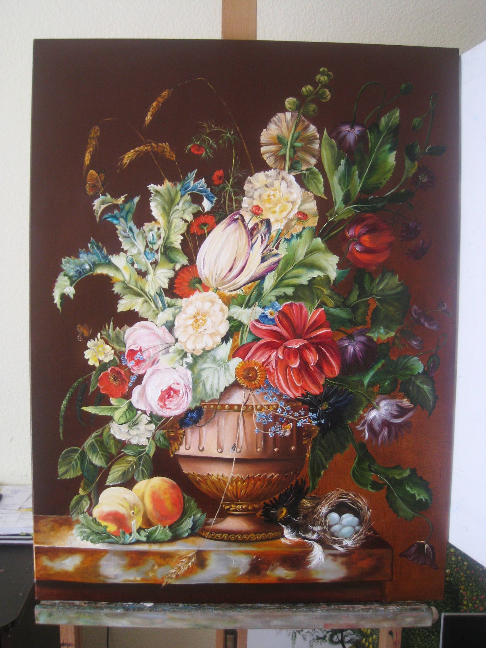 Flowers Painting Original Oil Canvas Victorian Flower Art Etsy