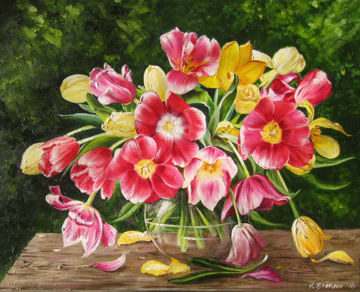 Tulip Painting Oil, Tulips Wall Art Canvas Original Art, Flowers Wall ...