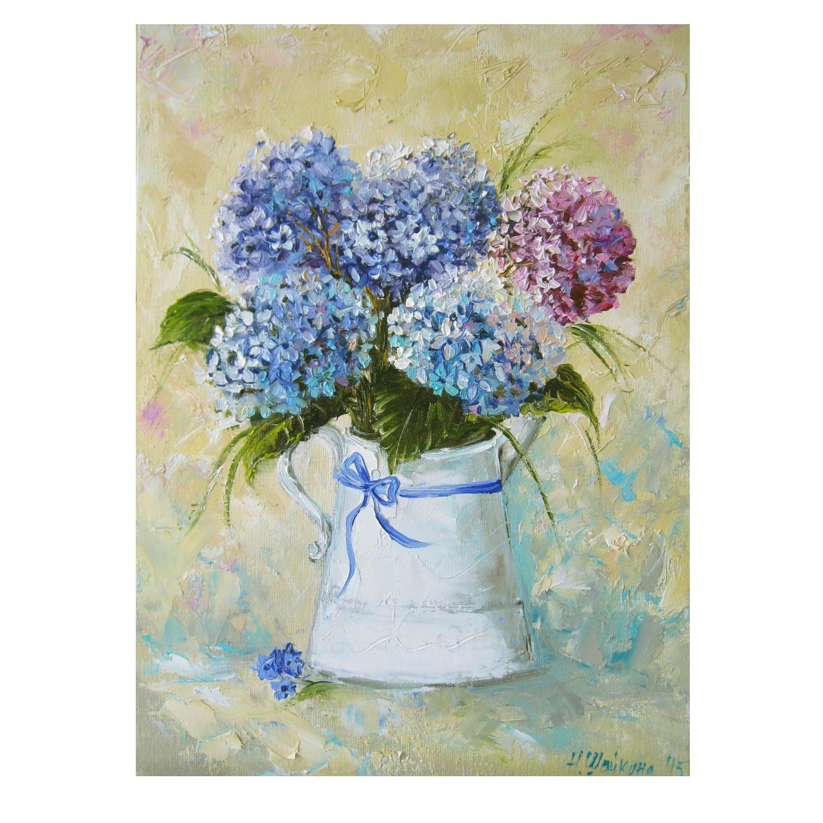 Hydrangea Wall Art Original Painting Oil on Canvas Still Etsy