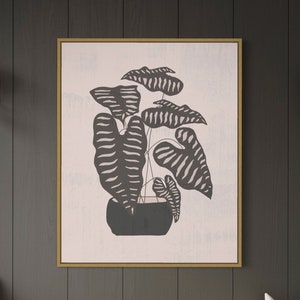 Abstract Botanical Digital Download, Beige Black Wall Art, Neutral Botanical Beige Printable Art, Floral Illustration Botanical Poster