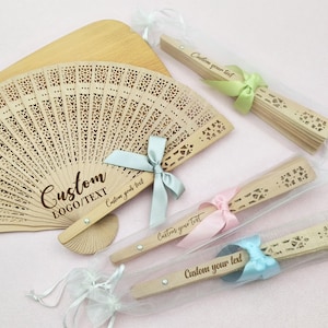 Bulk Custom Fan Favor for Guests Personalized Fans Party Favors Wedding Favor Wooden Hand Fans with Bow Bridal Gift Baby Shower Baptism Gift