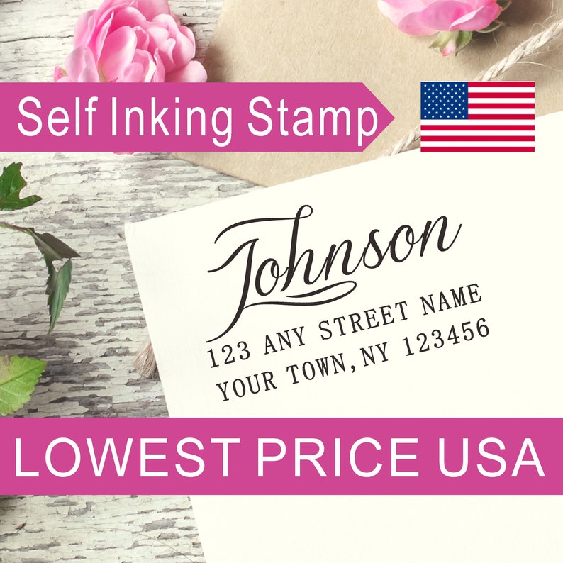 Custom Calligraphy Return Address Stamp AS147 Housewarming Gift Self Inking Stamp Personalized Round Stamp SALE!! Custom Address Stamp