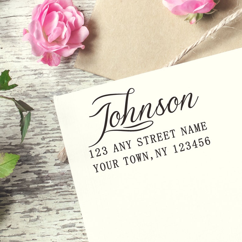 Custom Calligraphy Return Address Stamp AS147 Housewarming Gift Self Inking Stamp Personalized Round Stamp SALE!! Custom Address Stamp