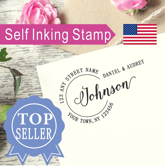 Personalized Self-inking Wedding Stamp Handwriting last name Family Gift AS134