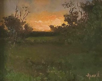 Original Oil painting titled When Morning Comes 8x10 inches framed to 12x14 inches