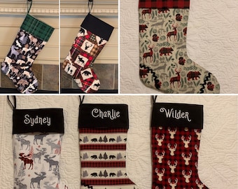 Design your own: Buffalo Plaid, Deer, Woodland, Farmhouse Handmade Christmas Stocking, Personalization included