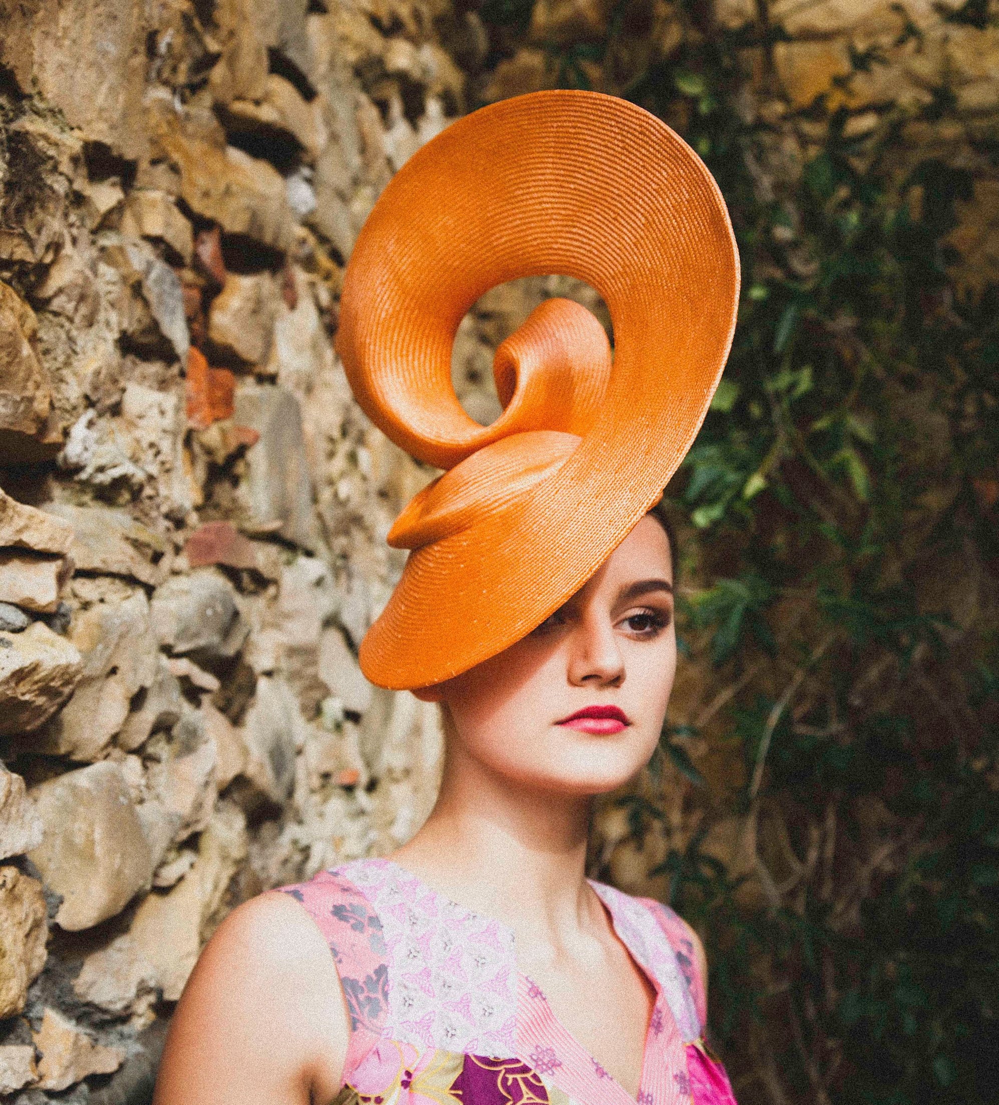 Stunning Ascot Designer Hat in Orange 