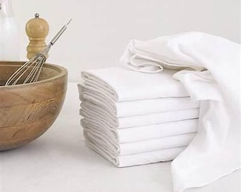 Unbleached Cotton Tea Towels - Set of 12, 28x28 DIY Blanks