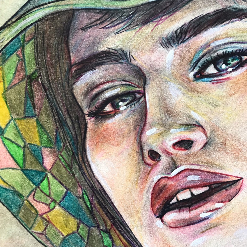 Colorful drawing \u201dSpring\u201d Original Illustration on paper 14 x 21 cm