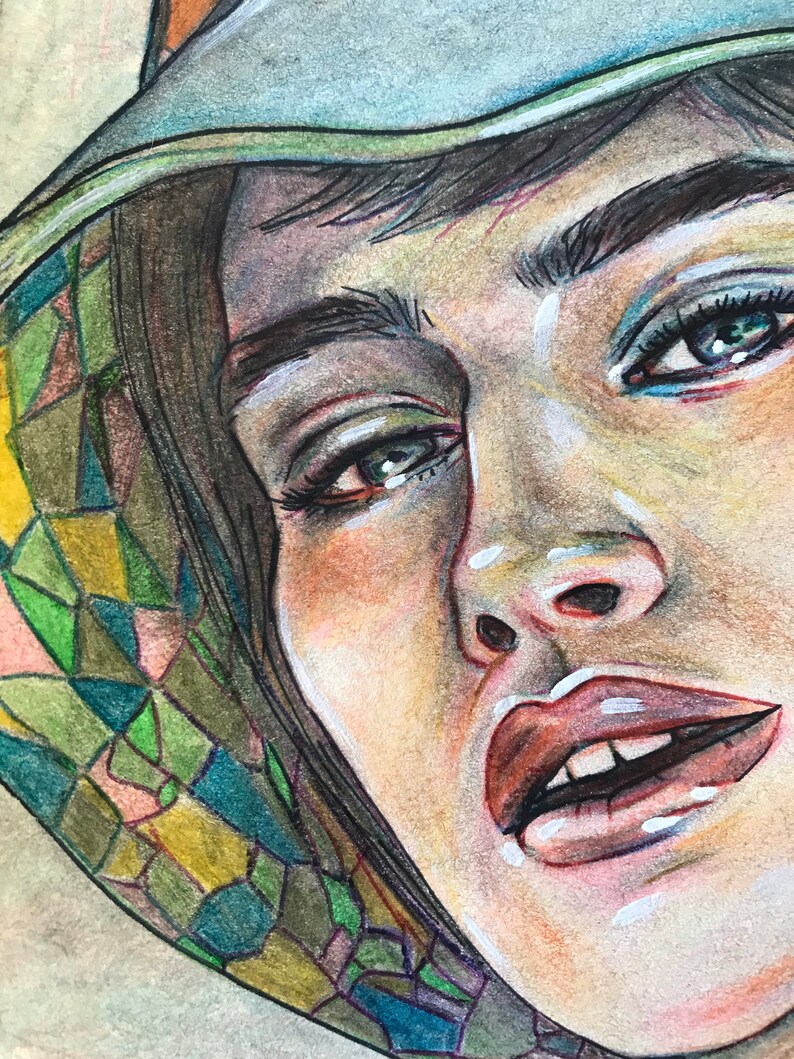 Colorful drawing \u201dSpring\u201d Original Illustration on paper 14 x 21 cm