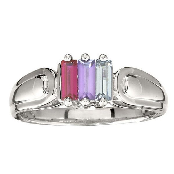 Baguette 2- 6 Stones Family Ring Sterling Silver Mother's Day Ring Jewelry