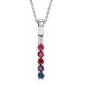 Vertical Slide Mother's Family Pendant Silver 1-7 Birthstones, Mother's Family Jewelry