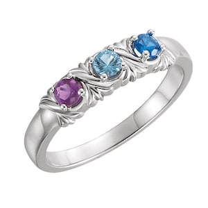 Mothers Ring 1- 6 Personalized Birthstones Sterling Silver Mother&#39;s Family Jewelry