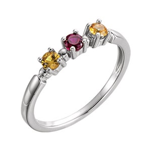 Stapelbare moederring met 1-3 stenen sterlingzilveren familiesieraden