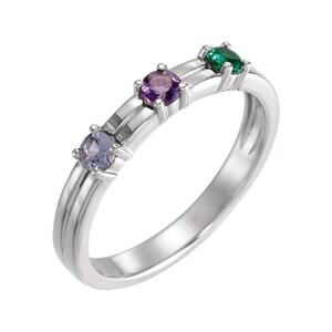 Stapelbare moederring 1-3 stenen sterlingzilver familiesieraden geboortestenen