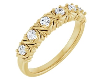 Anuncio de Christine F. Oro amarillo macizo de 14K o 18K con 6 diamantes auténticos.