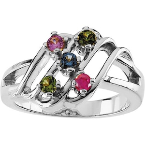 Personalized Mothers Ring 1- 6 Birthstones Sterling Silver Mother&#39;s Family Jewelry