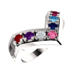 Family Mother Ring 4- 7 Birthstones Sterling Silver Mother&#39;s Family Jewelry