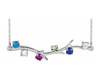 Branch Necklace for Mother, Family Jewelry Silver Necklace 1-6 Birthstones