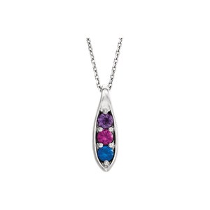 Peas in a Pod Family Pendant Sterling Silver 1-5 Birthstones, Mom&#39;s Jewelry