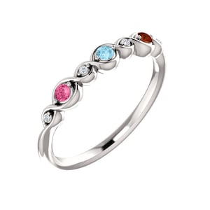 Stackable Ring. Mother&#39;s Ring 1- 5 Stones Sterling Silver Family Jewelry