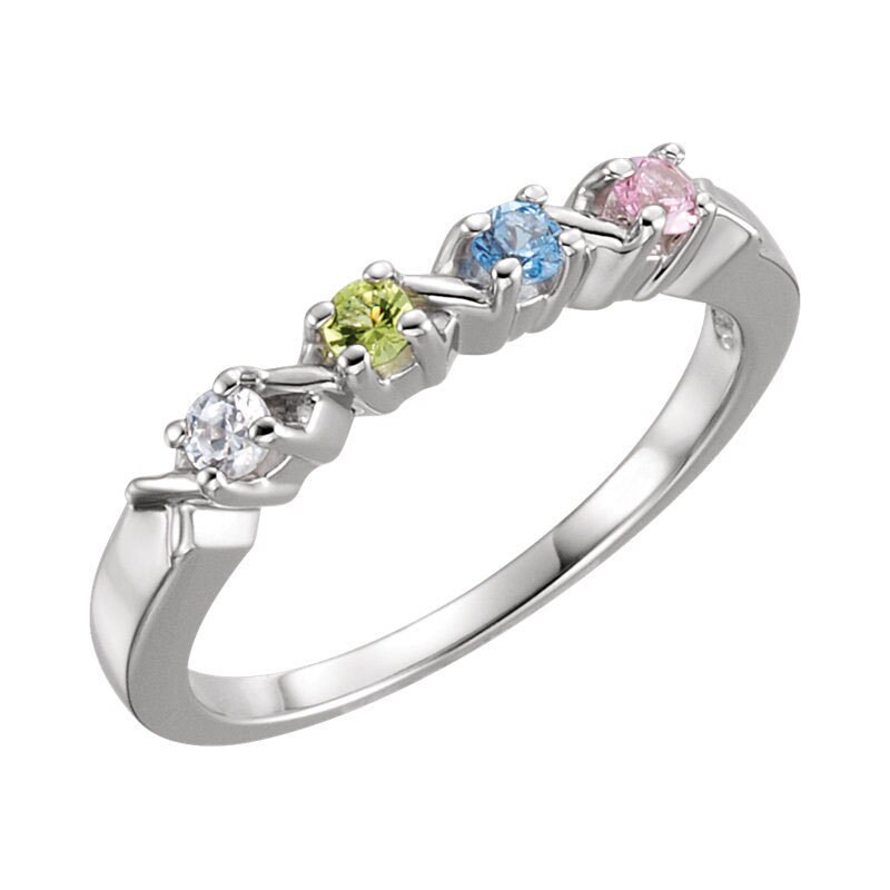 Hugs and Kisses Mother's Ring 1- 5 Stones Sterling Silver Family Jewelry