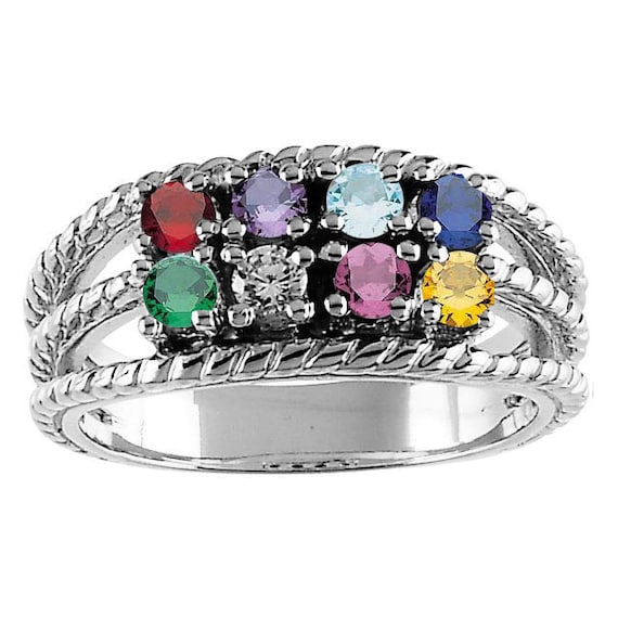 Double Rope Design Mother's Family Birthstone Ring Double Rope Design Mother's Family Birthstone Ring