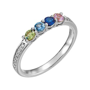 Mother&#39;s Jewelry Stackable Ring 1- 6 Stones Sterling Silver Mother&#39;s Day Ring