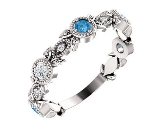 5 Stones Leaf Ring Sterling Silver/ Personalize with Birthstone Mother&#39;s Day Ring