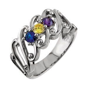Anello con pietra portafortuna per la famiglia, 1-5 pietre, anello in argento sterling personalizzato per la festa della mamma